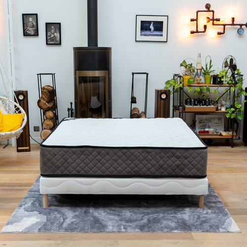 Ensemble Matelas Mousse Hôtel Confort + Sommier 90x190 Hauteur 30cm