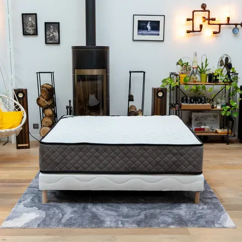 Ensemble Matelas Mousse Hôtel Confort + Sommier 140x200 Hauteur 30cm