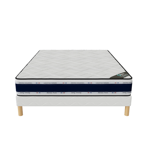 Ensemble Matelas Mousse Blue Memory + Sommier 140x200 Hauteur 22cm
