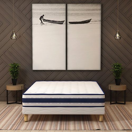 Ensemble Matelas Mousse Blue Memory + Sommier 140x190 Hauteur 22cm