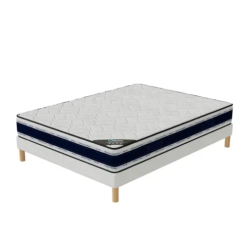 Ensemble Matelas Mousse Blue Memory + Sommier 140x190 Hauteur 22cm