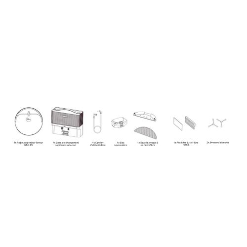 Aspirateur robot laveur I-BOT EZICLEAN Z5 75min - 14,8V - Noir vue accessoires