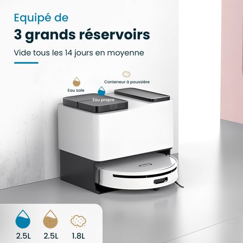 Robot Aspirateur Laveur Connecté Eziclean® All In One Z15 Pro