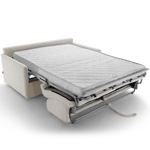 Canapé Convertible 3 Places En Tissu Bouclé écru - Ouverture Express - Sienne