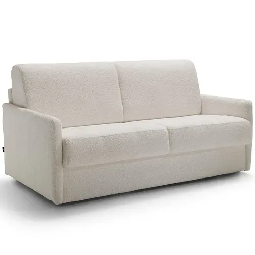 Canapé Convertible 3 Places En Tissu Bouclé écru - Ouverture Express - Sienne