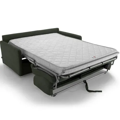 Canapé Convertible 3 Places En Velours Côtelé Vert - Ouverture Express - Sienne