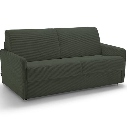 Canapé Convertible 3 Places En Velours Côtelé Vert - Ouverture Express - Sienne