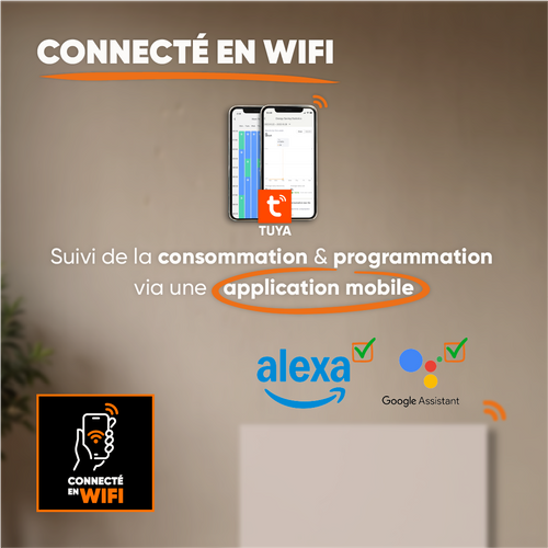 Radiateur électrique Fixe Connecté Wifi Inertie Sèche Céramique 1500w Nessa Connect Horizontal Blanc