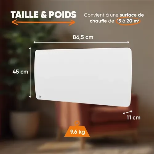 Radiateur électrique Fixe à Inertie Sèche Céramique 2000w  Aria Horizontal Blanc