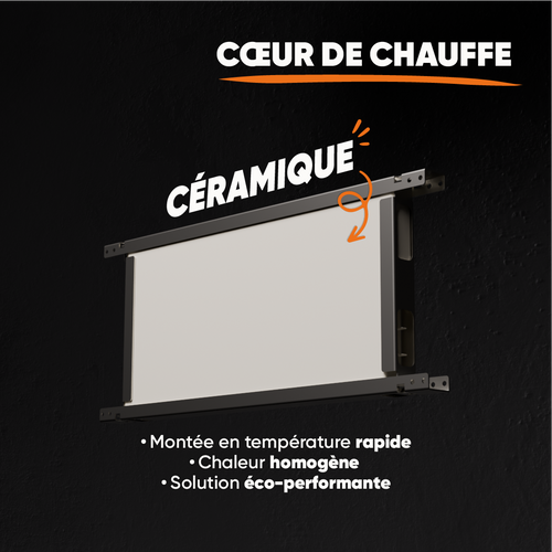 Radiateur électrique Fixe à Inertie Sèche Céramique 1000w  Aria Horizontal Noir