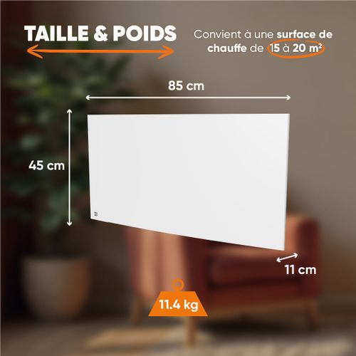 Radiateur électrique Fixe à Inertie Sèche Fonte 2000w  Bia Horizontal Blanc
