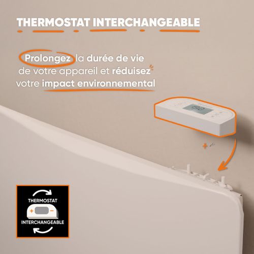 Radiateur électrique Fixe à Inertie Sèche Céramique 1000w, Détecteur Présence Diane Horizontal Blanc