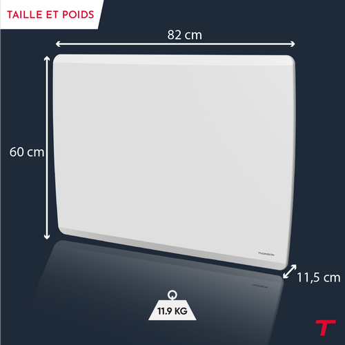 Radiateur électrique Fixe Connecté Wifi à Inertie Sèche Céramique + Film 2000w Moly Horizontal Blanc