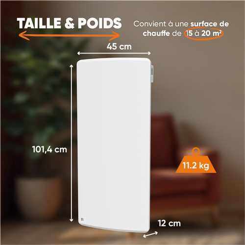 Radiateur électrique Fixe à Inertie Sèche Céramique 2000w  Aria Vertical Blanc