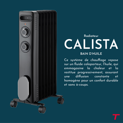 Radiateur Mobile Bain D'huile  Calista 2000w Noir
