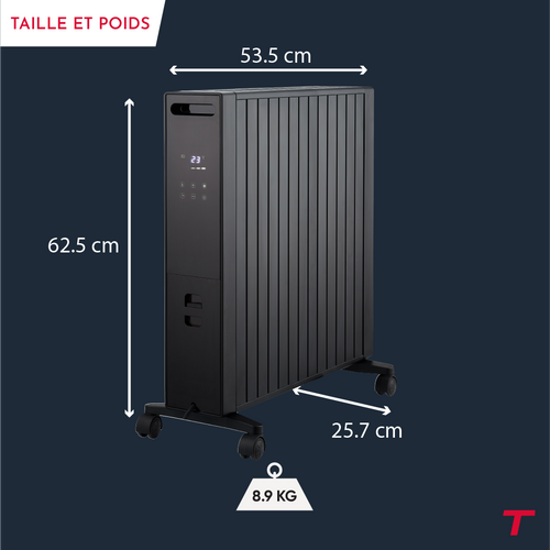 Radiateur Mobile Sans Huile 2000w Millo Noir
