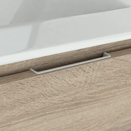 Meuble De Salle De Bain Vasque Déportée - Olympe Et Miroir LED Stam - Bois Blanchi - 80cm