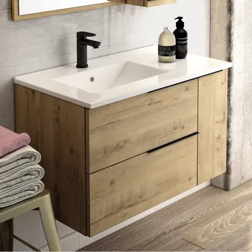 Meuble De Salle De Bain Vasque Déportée - King Et Miroir LED Stam - 80cm