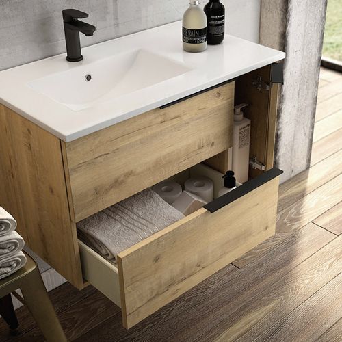Meuble De Salle De Bain Vasque Déportée - King Et Miroir LED Stam - 80cm