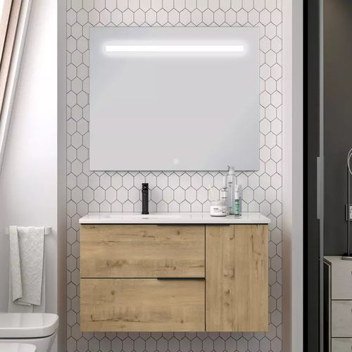Meuble De Salle De Bain Vasque Déportée - King Et Miroir LED Stam - 80cm