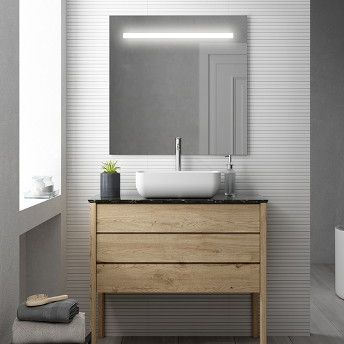 Meuble De Salle De Bain Vasque Déportée - King Et Miroir LED Stam - 80cm