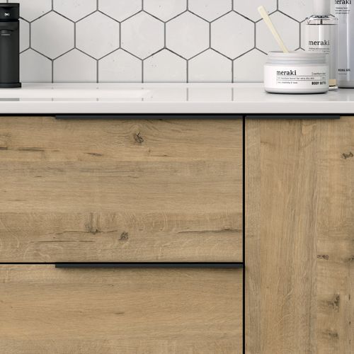 Meuble De Salle De Bain Sans Miroir Avec Vasque à Poser Arrondie King - Roble (chêne Clair) - 80cm