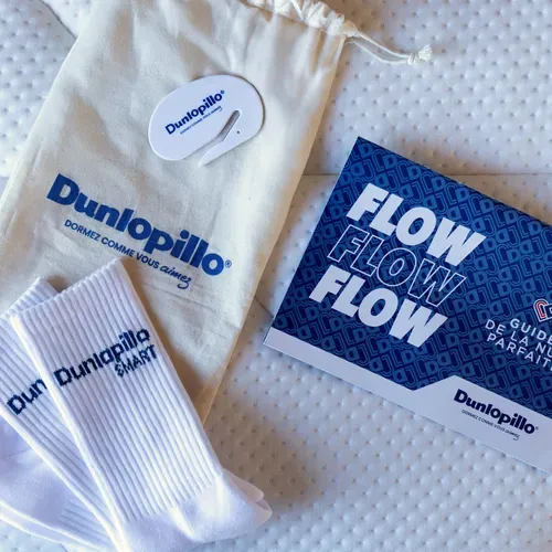 Matelas mousse 160x200 cm DUNLOPILLO FLOW 100 ép. 19 cm vue accessoires