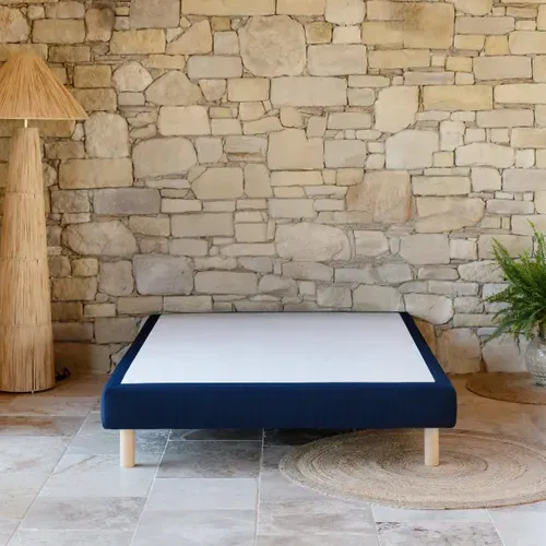 Sommier tapissier FLOW S100 DUNLOPILLO 140x190 cm bleu vue d'ambiance 1