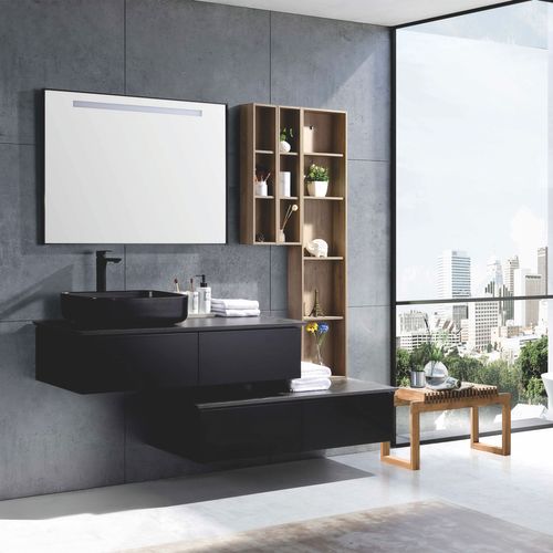 Meuble Avec Vasque 120 Cm Noir Aquacera