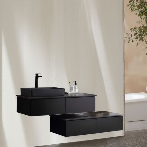 Meuble Avec Vasque 120 Cm Noir Aquacera
