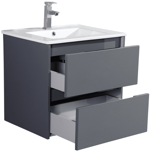 Meuble Avec Vasque 100 Cm Gris Laqué Aquadoli