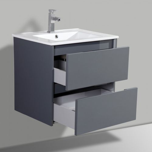 Meuble Avec Vasque 80 Cm Gris Laqué Aquadoli