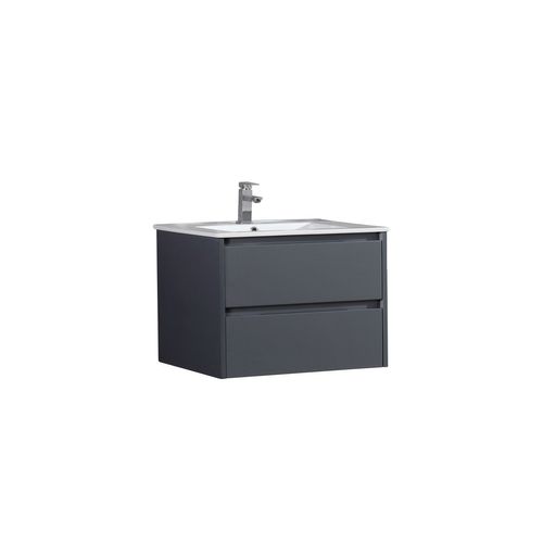 Meuble Avec Vasque 80 Cm Gris Laqué Aquadoli