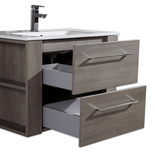 Meuble Avec Vasque 80 Cm Chêne Brun Aquanoma