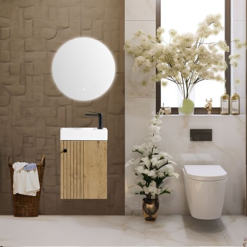 Lave Main 40 Cm Effet Chêne Vieilli Aquapicolo