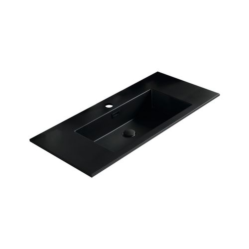 Meuble Avec Vasque 100 Cm Noir Effet Pierre Aquasasso