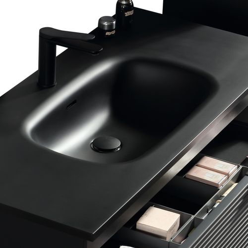 Meuble Vasque Encastrée 120 Cm Noir Aqualinea