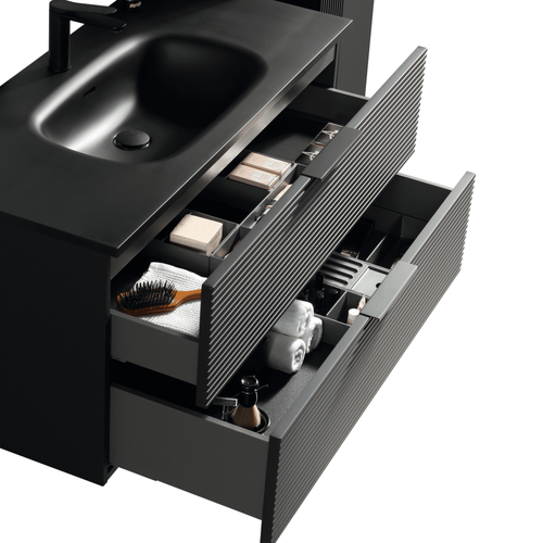 Meuble Avec Vasque Encastrée 100 Cm Noir Aqualinea