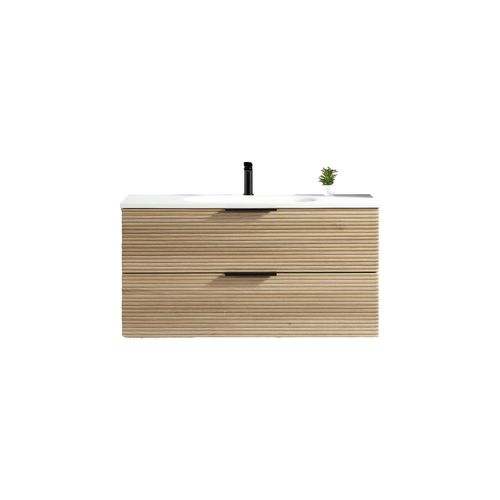 Meuble Vasque Encastrée 120 Cm Chêne Clair Aqualinea