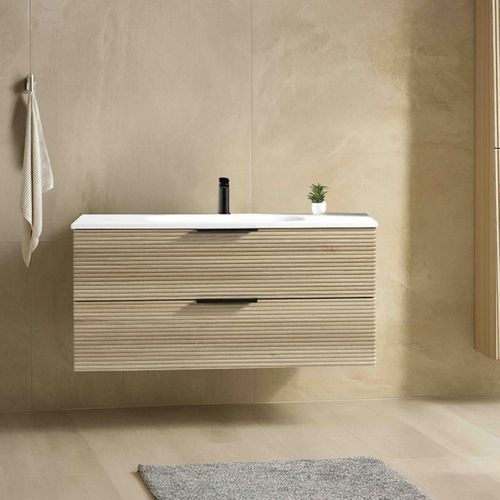 Meuble Vasque Encastrée 120 Cm Chêne Clair Aqualinea