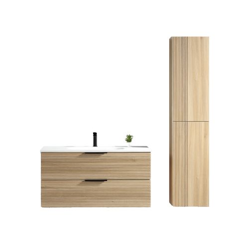 Ensemble Salle De Bain 100 Cm Chêne Clair Aqualinea-jindoli