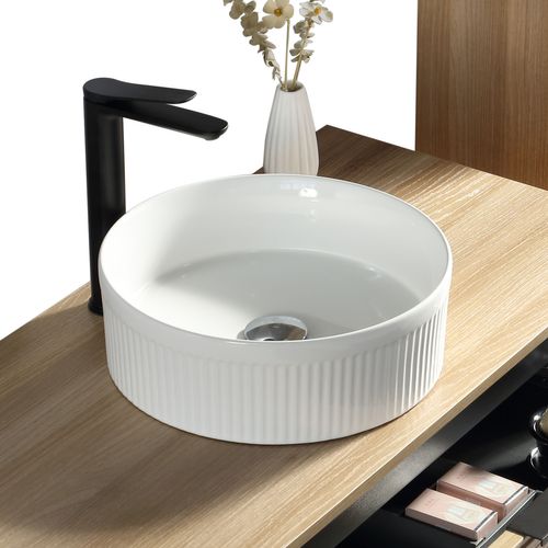 Meuble 120 Cm Chêne Clair Avec Vasque À Poser Blanc Wave Aqualinea