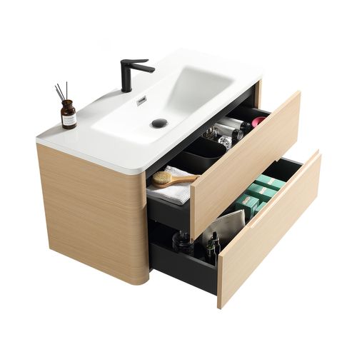 Meuble de salle de bain Aquabale avec vasque 100 cm effet chêne naturel