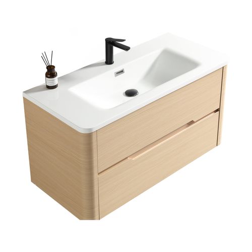 Meuble de salle de bain Aquabale avec vasque 100 cm effet chêne naturel