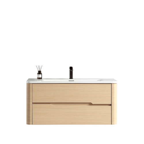 Meuble de salle de bain Aquabale avec vasque 100 cm effet chêne naturel