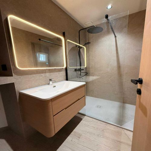 Meuble de salle de bain Aquabale avec vasque 100 cm effet chêne naturel