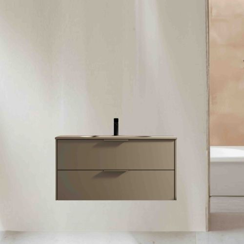 Meuble De Salle Bain Aquamila Avec Vasque Aspect Lichen 120 Cm