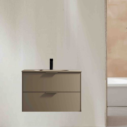 Meuble De Salle De Bain Aquamila Avec Vasque Aspect Lichen 80 Cm