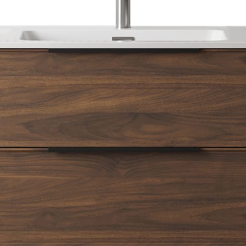 Meuble De Salle De Bain Avec Vasque Effet Noyer 100 Cm Aquasila