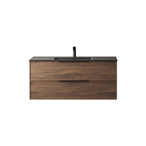 Meuble De Salle De Bain Avec Vasque Effet Noyer 100 Cm Aquasila